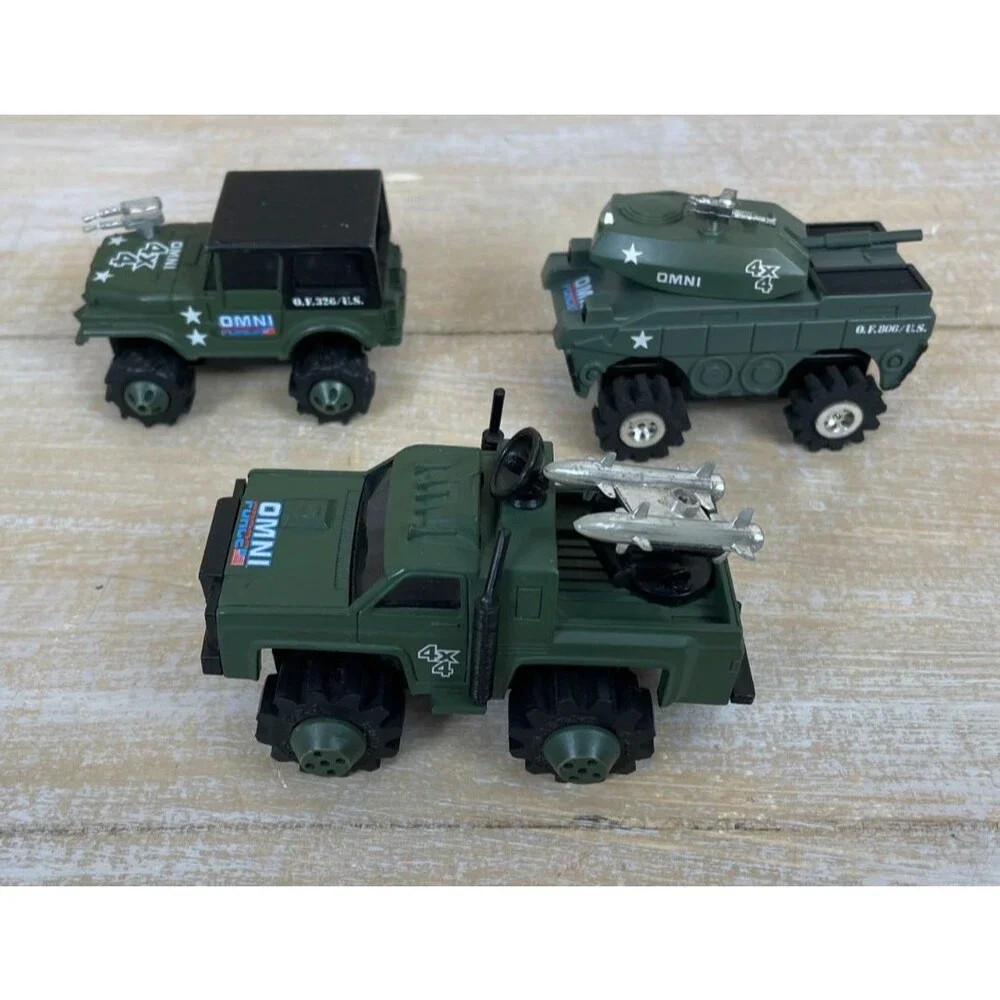 Vintage 1981 Set of 3 LJN Rough Riders 4x4 OMNI Force US Military Trucks *READ